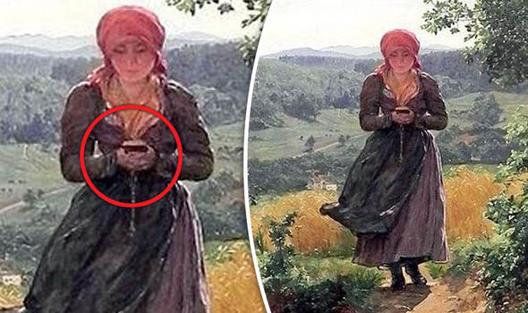 Мистическая картина «Долгожданная» с девочкой, которая играет смартфон