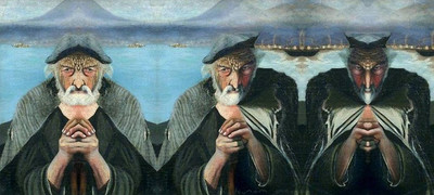 Мистическая картина, Старый рыбак, картина, полотно, рыбак