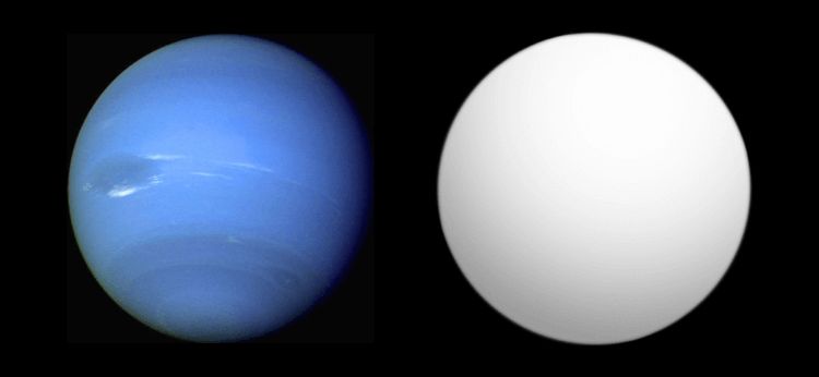 Gliese 436 b (справа) в сравнении с Нептуном
