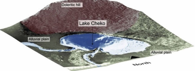 Озеро Чеко, "препарированное" в отчете итальянских исследователей.
