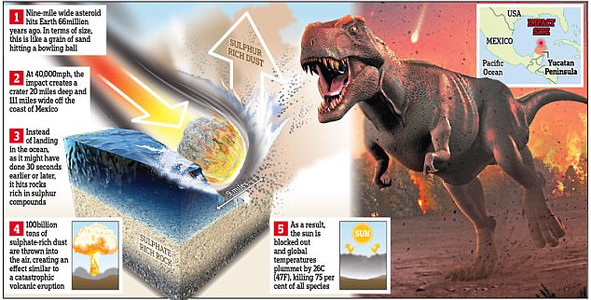 Схема развития событий 66 миллионов лет назад