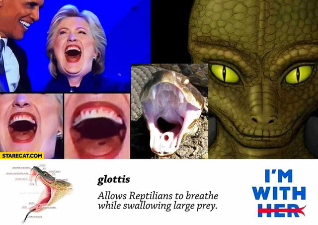 Хиллари Клинтон тоже признана рептилоидом