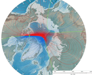 Как двигался северный магнитный полюс в 1965-2020 годах