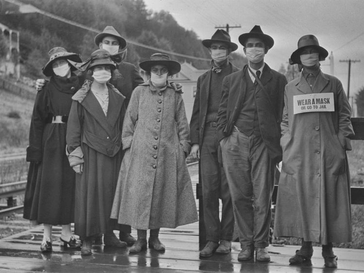 Фото сделано во время пандемии испанского гриппа 100 лет назад.