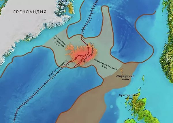 Предполагаемые границы континента Исландия