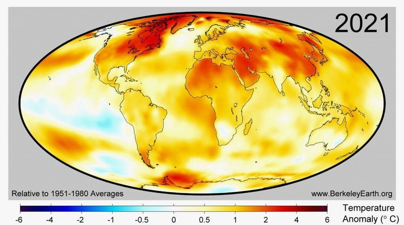 Данные NASA о повышении температуры за десятилетия.