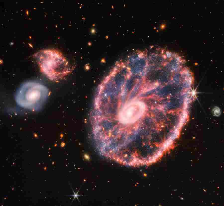 Полноцветный снимок галактики Колесо Телеги, полученный космическим