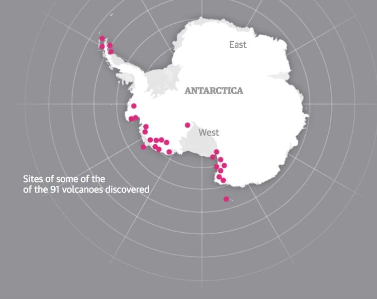 Западная Антарктида «усыпана вулканами»