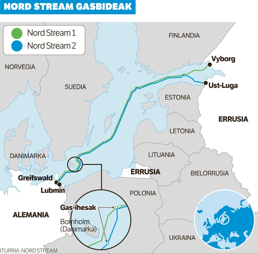 Места утечек из газопроводов «Северный поток — 1» и «Северный поток —