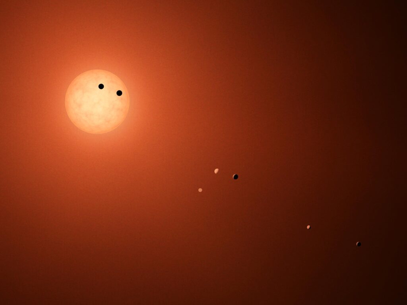 TRAPPIST-1 в представлении художника во время транзита двух