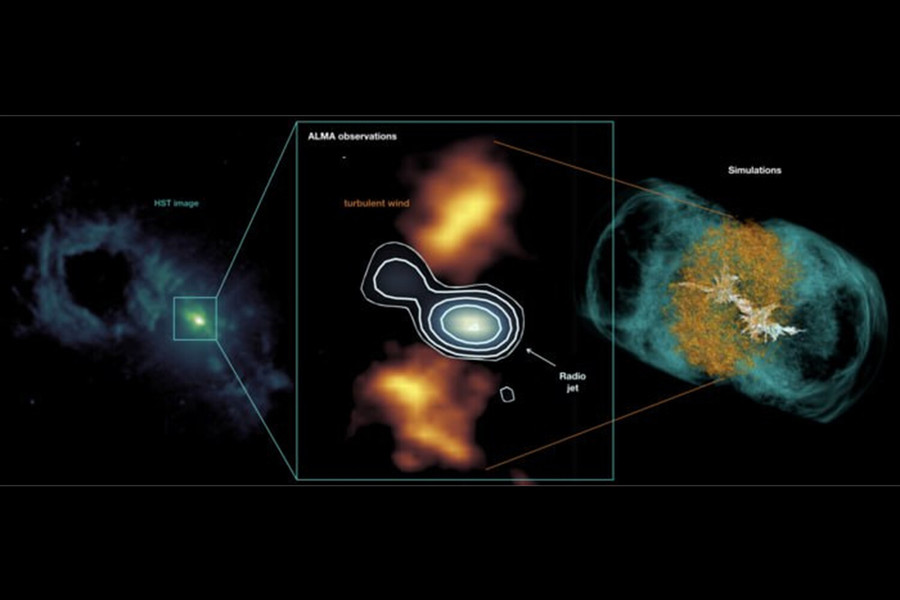 Астрономы обнаружили создавшую пузырь околосветовую струю в галактике