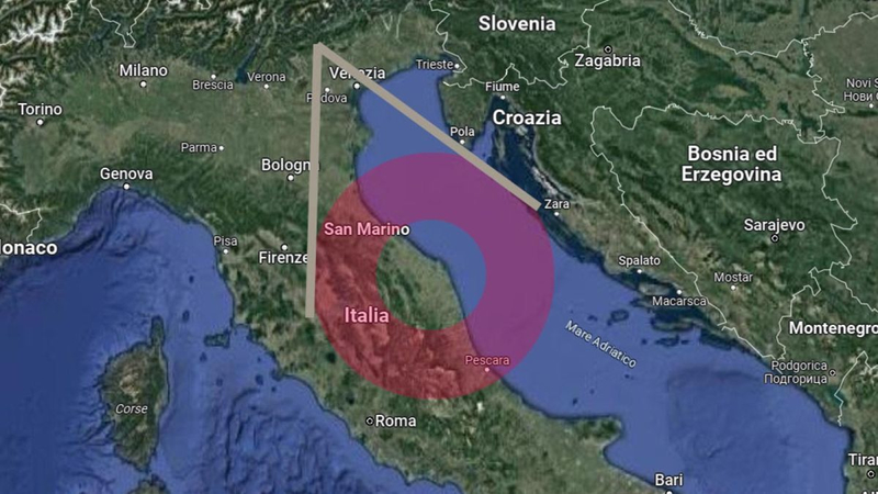 Карта Италии с расположением «эльфа».