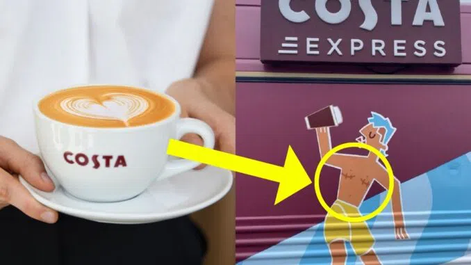 В рекламе кофе Costa используется карикатурное изображение