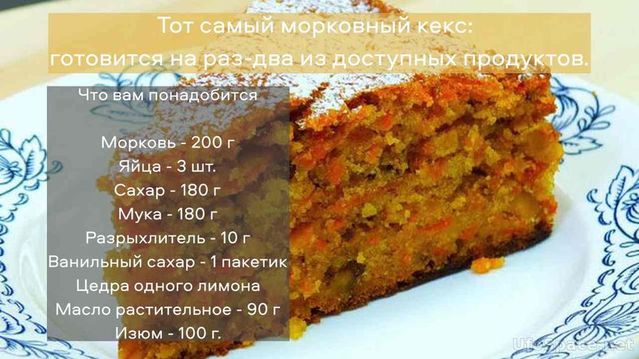 Тот самый морковный кекс: готовится на раз-два из доступных продуктов