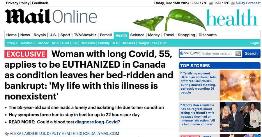 Канада начинает эвтаназию граждан с ‘долгим COVID’
