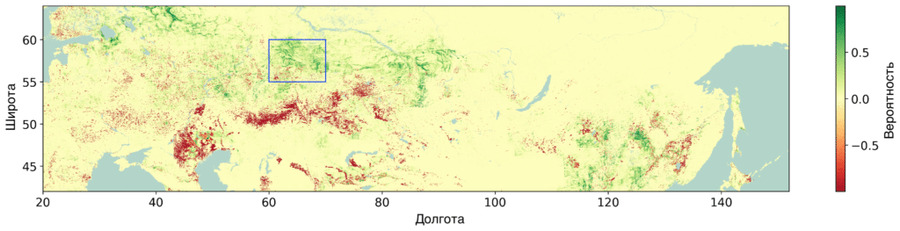 Тепловая карта распространения земель с регулярным орошением к 2050 году для умеренного сценария изменения климата со средним количеством выбросов / © Climate Change Impact on Agricultural Land Suitability: An Interpretable Machine Learning-Based Eurasia Case Study