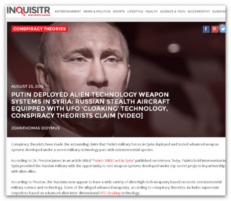 Inquisitr: «Инопланетное оружие» Путина печалит американских военных