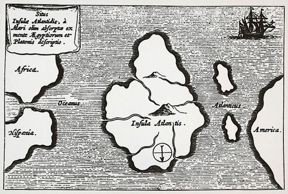 Изображение: карта Атлантиды Афанасия Кирхера