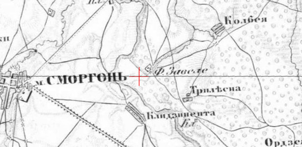 Фольварк Завель на карте второй половины XIX века